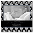 Black and White Vintage Wallpaper Announcement - Slate Blue Border