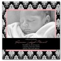 Black and White Vintage Wallpaper Announcement - Pink Border