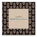 Black and Brown Damask Notecard - flat card