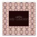 Pink and Brown Damask Notecard - flat card