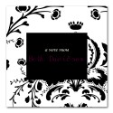 White and Black Damask Notecard - flat card